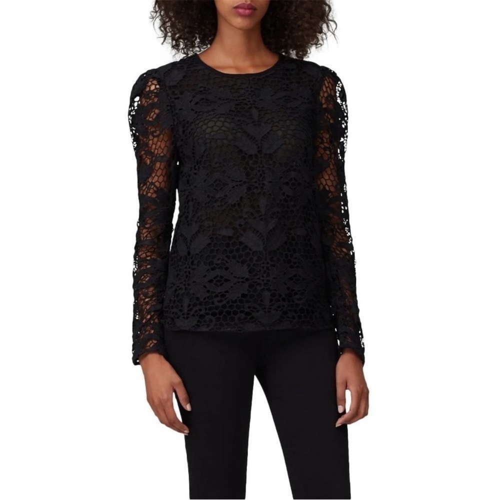 Stevie May pleasant surprise black lace long sleeve puff sleeve blouse size XS - Picture 3 of 8